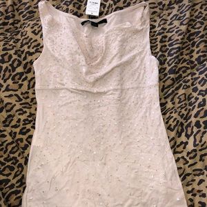 New Express Sequined Top Sexy fitted  XS Beige